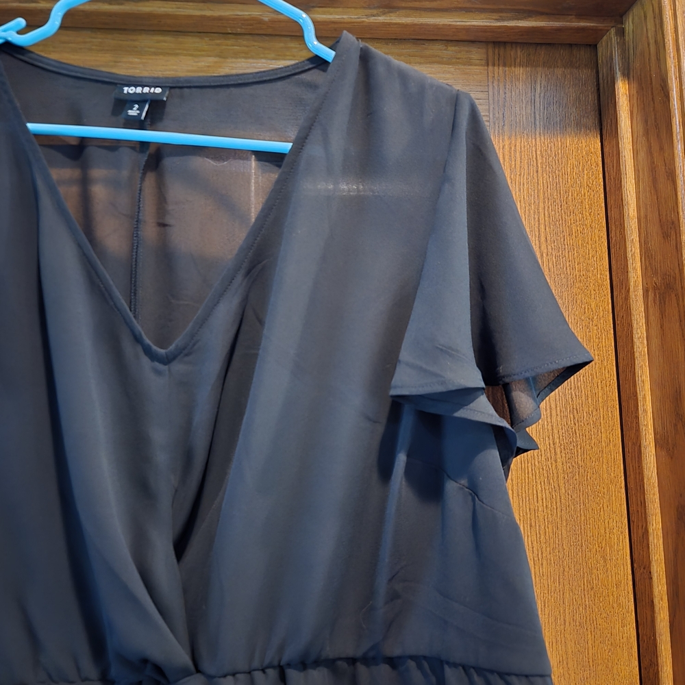 Torrid Black V-Neck Blouse - Picture 2 of 16